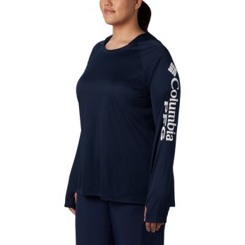 Columbia PFG Tidal Plus Size, Sudaderas Con Capucha Azul Marino Blancos Para Mujer | 632750-IGE